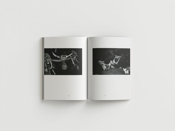 A spread of the book Sonic Ethnography by Lorenzo Ferrarini and Nicola Scaldaferri, showing two black and white photographs