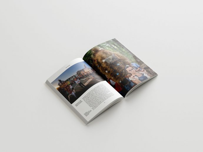 A spread of the book Sonic Ethnography by Lorenzo Ferrarini and Nicola Scaldaferri, showing photographs and text